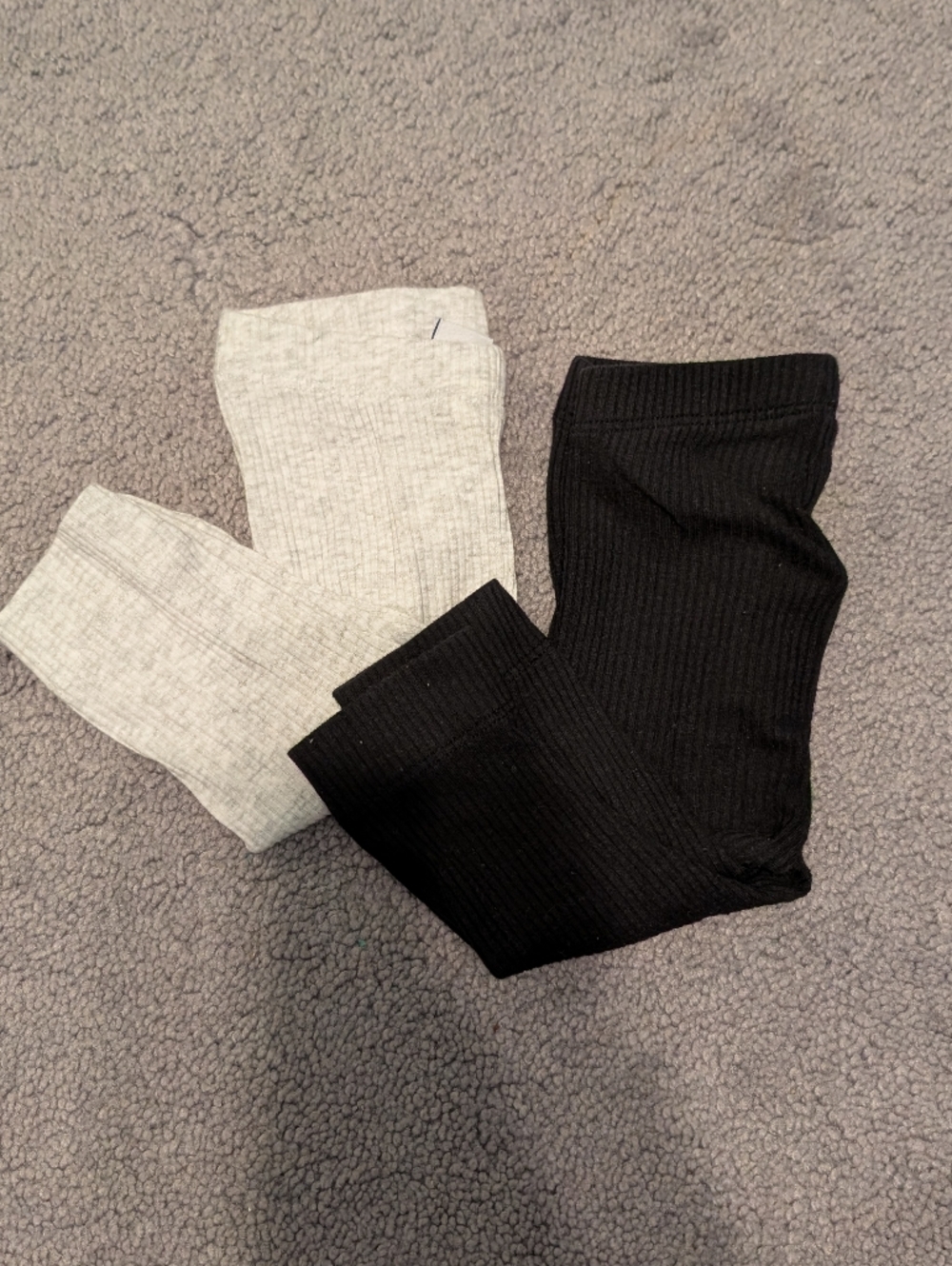 Old Navy Unisex Ribbed Baby Leggings - Black & Light Gray 0-3 Months